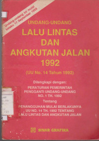 Undang-undang Lalu Lintas dan Angkutan Jalan 1992 (UU No. 14 Tahun 1992)